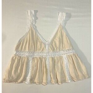 American Eagle Lace Babydoll Crop Top, a 100% cotton L Lined Coquette Y2K Summer